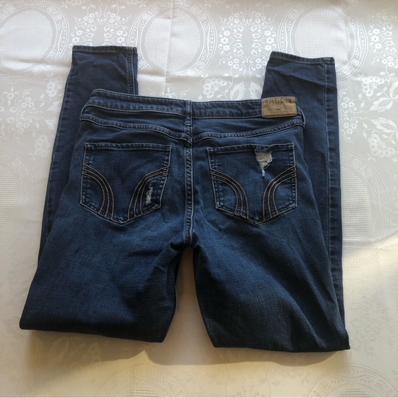 Hollister Women’s Size W30(11) Blue Ripped Skinny Jeans Pants Elastic Waist - Picture 15 of 16